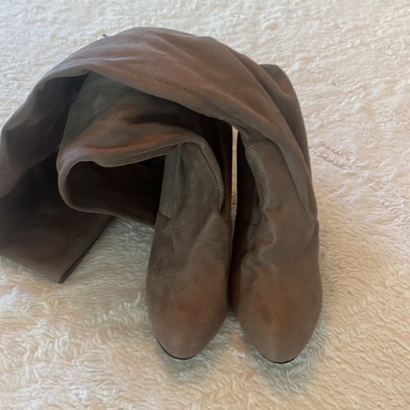 Like New Thigh High Faux Suede Heeled Boot with Drawstring Tie by Steve Madden - Picture 6 of 9